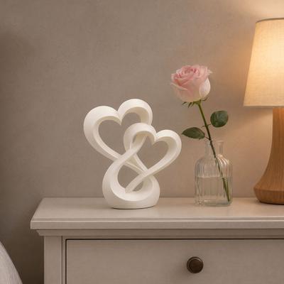 Intertwined Hearts Figurine, 3D Printed Love Hearts Statue, Table Centerpiece Hearts Sculpture for Living Room Wedding Romantic Gift