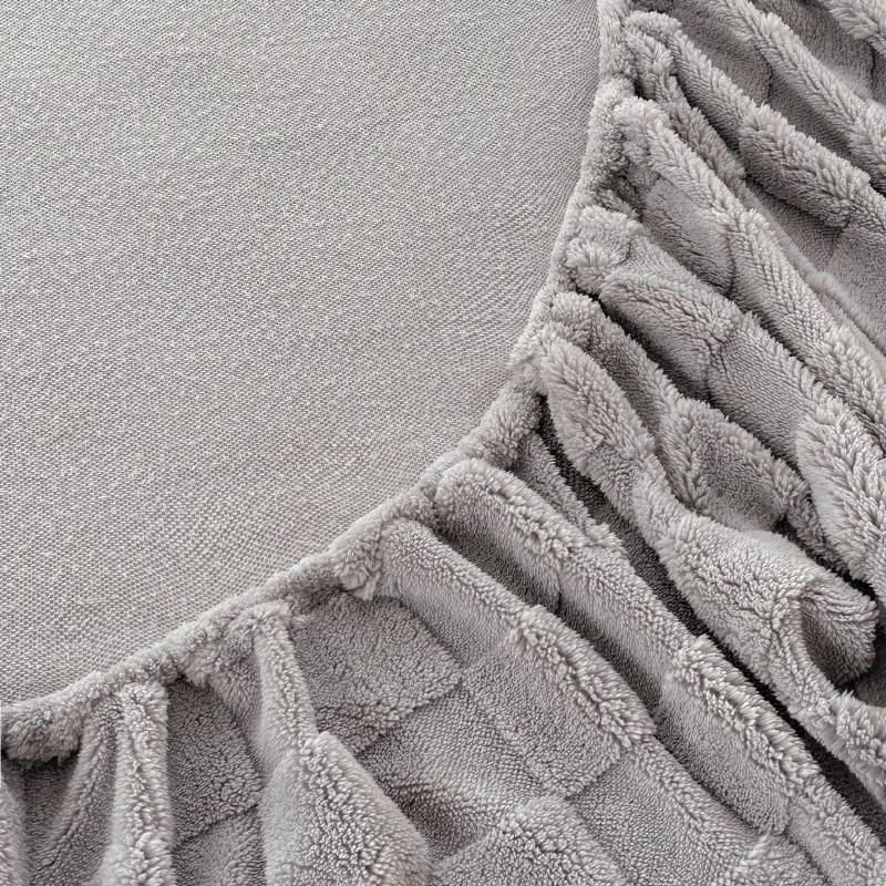 3D Embossed Velvet Bed Cover Thick Warm Plush Fitted Bed Sheet Non-Slip Elastic Mattress Cover Velvet Taffeta Bed Cover Thicken Warm Fitted Sheet