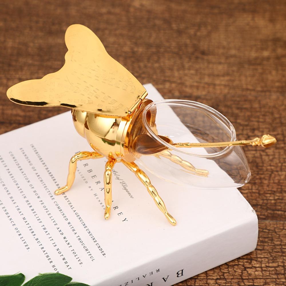 With Spoon Bee Shape Home Decor Decorative Honey Storage Jar Seasoning Jar Ornament Honey Pot