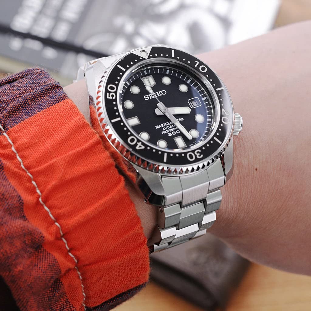 20mm Metall Uhrenarmband Edelstahl Hexad Oyster Armband V-Verschluss für Seiko MM300 SBDX017 SBDX001, SBDX003, usw.