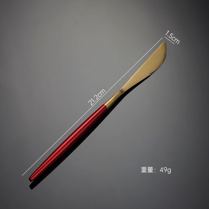 304 Stainless Steel Portuguese Knife and Fork Spoon Titanium-plated Gold Thick Western Tableware Paint Handle Wedding Gift