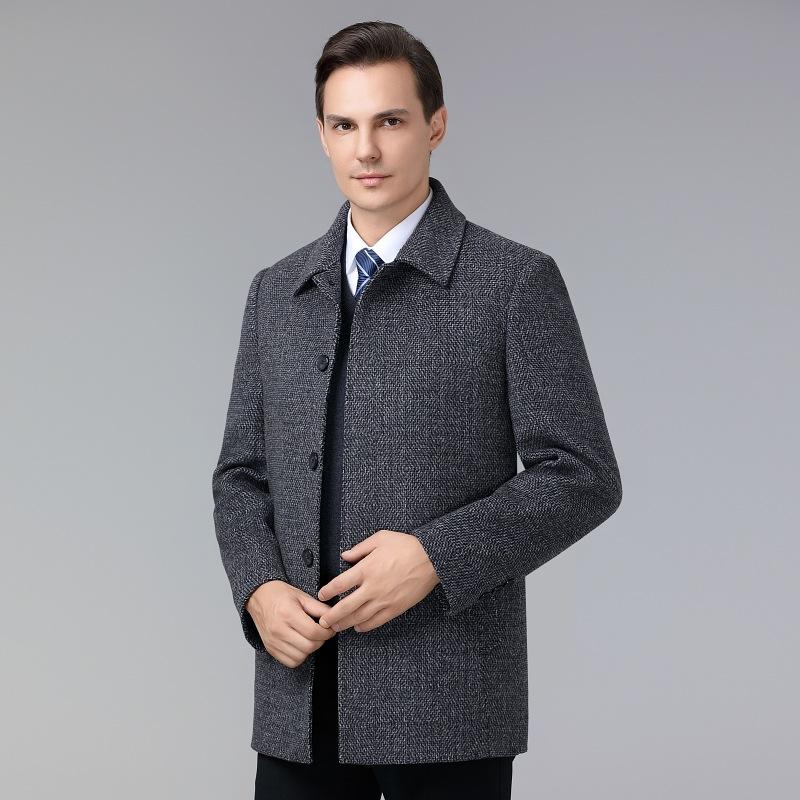 

Мужское шерстяное пальто средней длины, зимнее, бархатное, утолщенное, шерстяное, с лацканами, для папы 195
