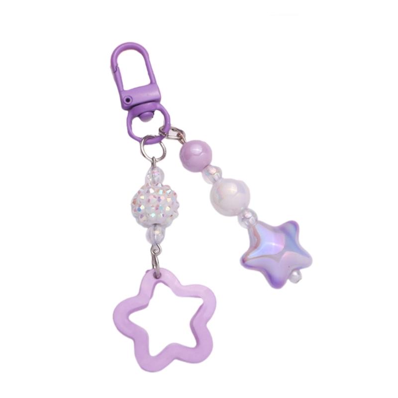 Gradient Pentagram Star Charm Keyring Backpack Decoration Handmade Pendant Keyring Fashion Bag Charm Sweet Cool Keychain