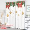 2pcs 2D flat printing Merry Christmas Curtains Christmas Holly Bow Stars Digital Printed Polyester Drapes Family Party Perfect