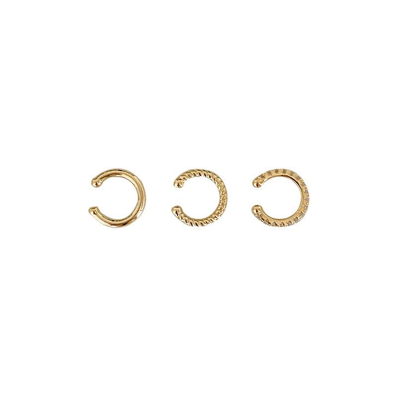 Korean Retro Diamond Ear Cuff Set: Elegant, Non-Pierced, Three-Piece Collection
