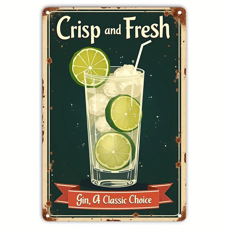 Fruit Juice Tin Sign Tiki Cocktails Coffee Whisky Tinplate Poster Classic Wall Plaque Signs Cafe Bar Billboard Art Decor Plates