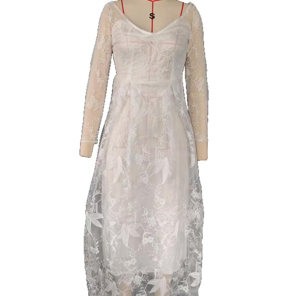 2025 European & American Women's Off-the-Shoulder Long Sleeve Bridal Evening Dress