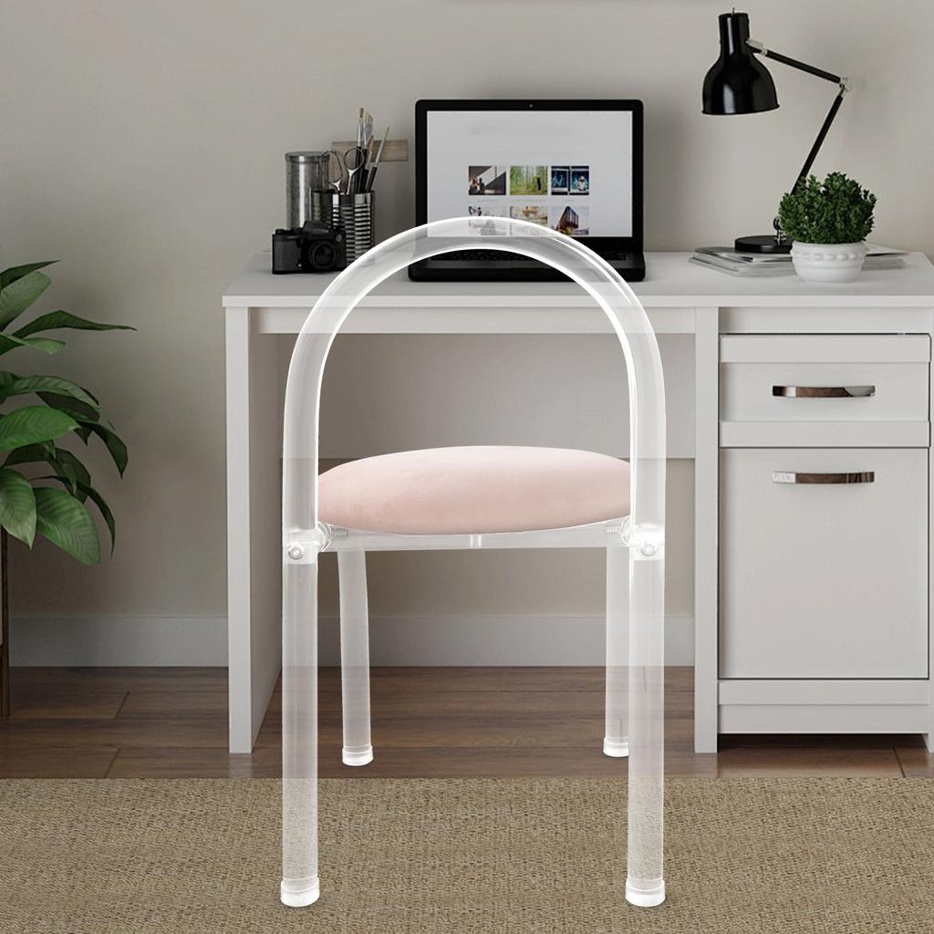 Modern Minimalist Transparent Acrylic Chair, Plush Velvet Cushion Seat, Makeup Vanity Chair, Clear Desk Chair for Living Room