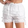Womens Ruffled Bloomers Tiered Maid Cosplay Shorts Bowknot Culottes Halloween Panties