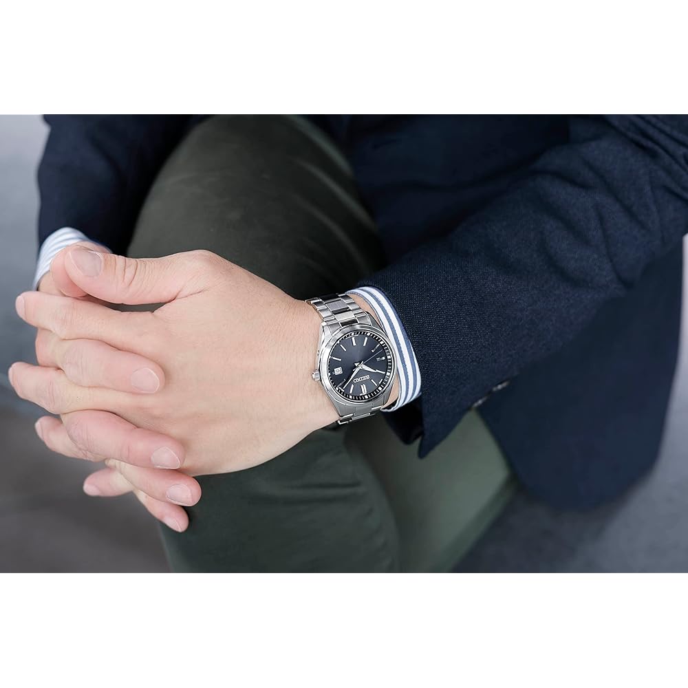 Seiko Selection SBTM323 Men's Solar Radio-Controlled Watch Black Dial Date Calendar 10 Bar Water Resistant Stainless Steel