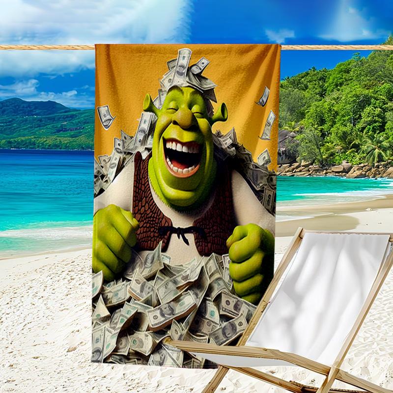 1pc Shrek1 Beach Towel, Beach and Seaside Swimming Pool Equipment, Fashion Pattern, Rectangular, Travel Essentials