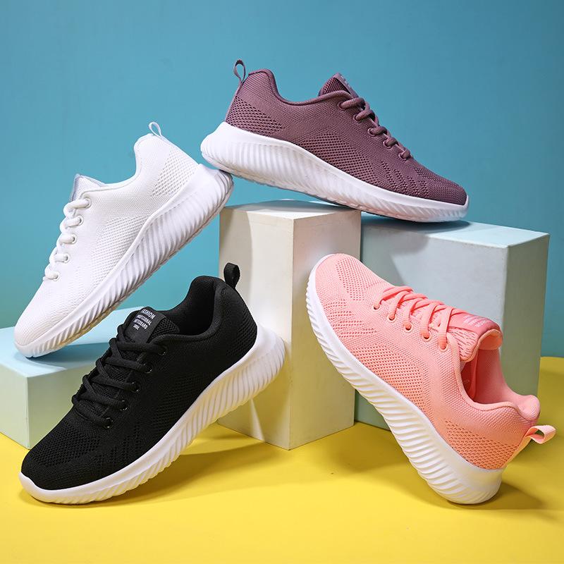 Sports and Leisure Women's Shoes Soft Sole Student Mesh White Shoes Korean Version Versatile and Lightweight Running Shoes Comfortable and Lightwei