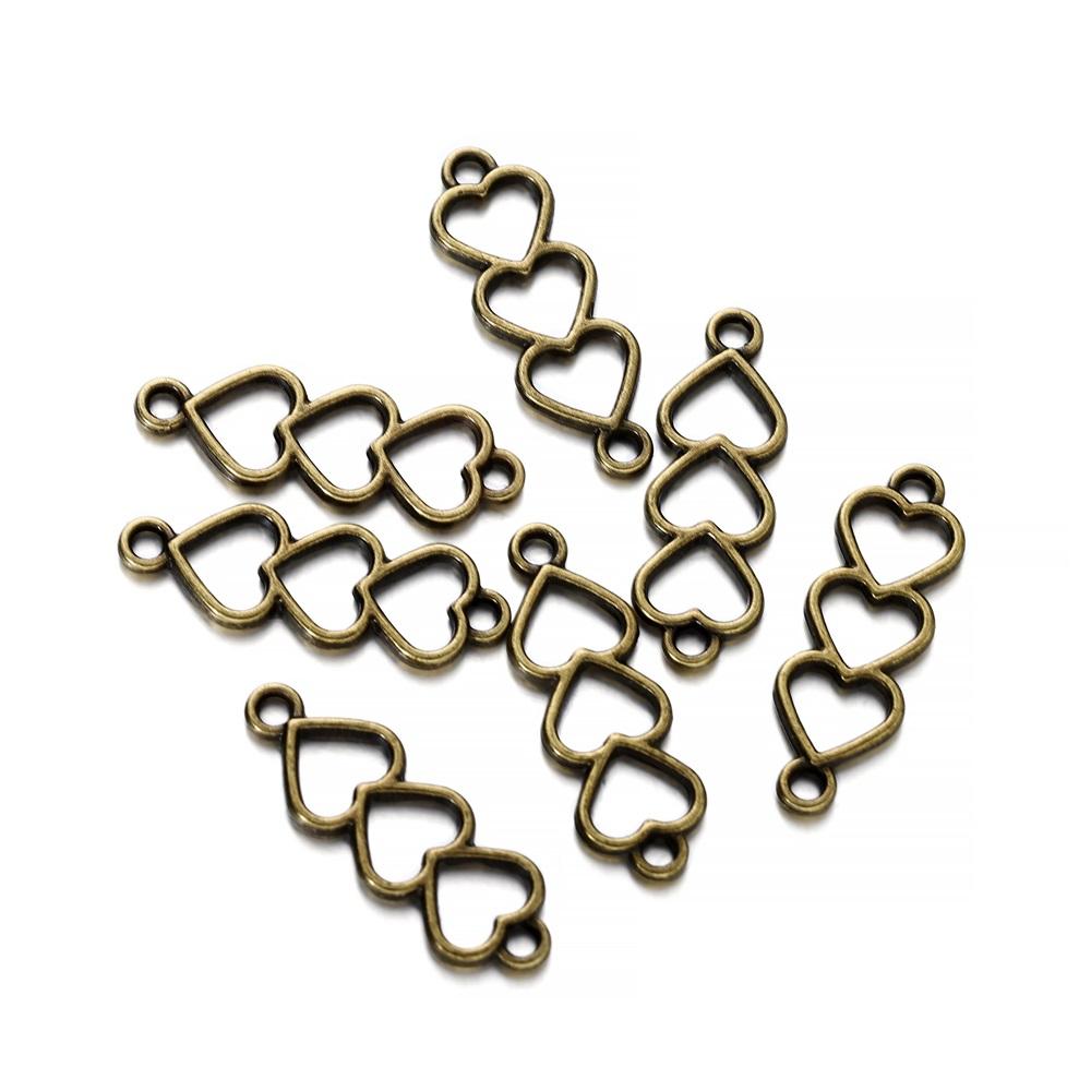 30 Pièces/lot Alliage Couleur Or Argent Cœur Creux Breloques Pour Boucles d'Oreilles Colliers DIY Breloques d'Amour Accessoires de Fabrication de Bijoux