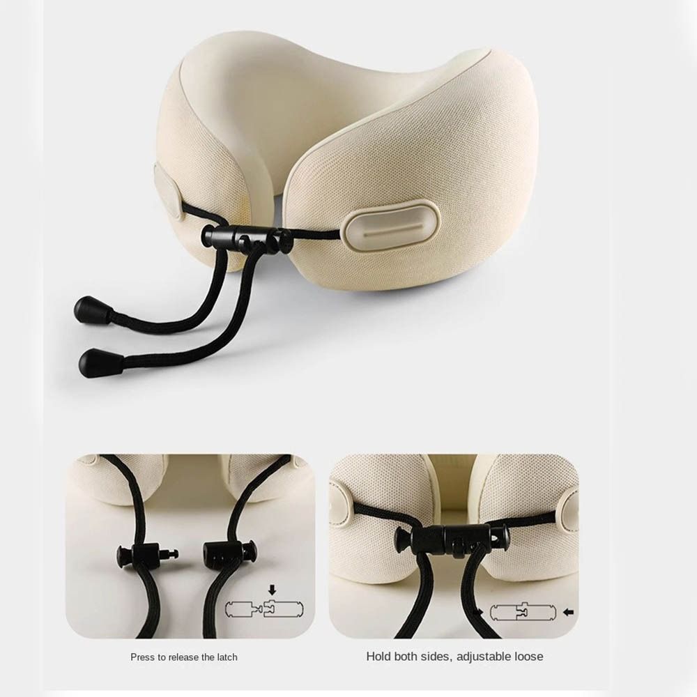 Ergonomic U-shaped Travel Pillow Head Support with Storage Bag Office Nap Pillow Foldable Breathable Car Throw Pillow