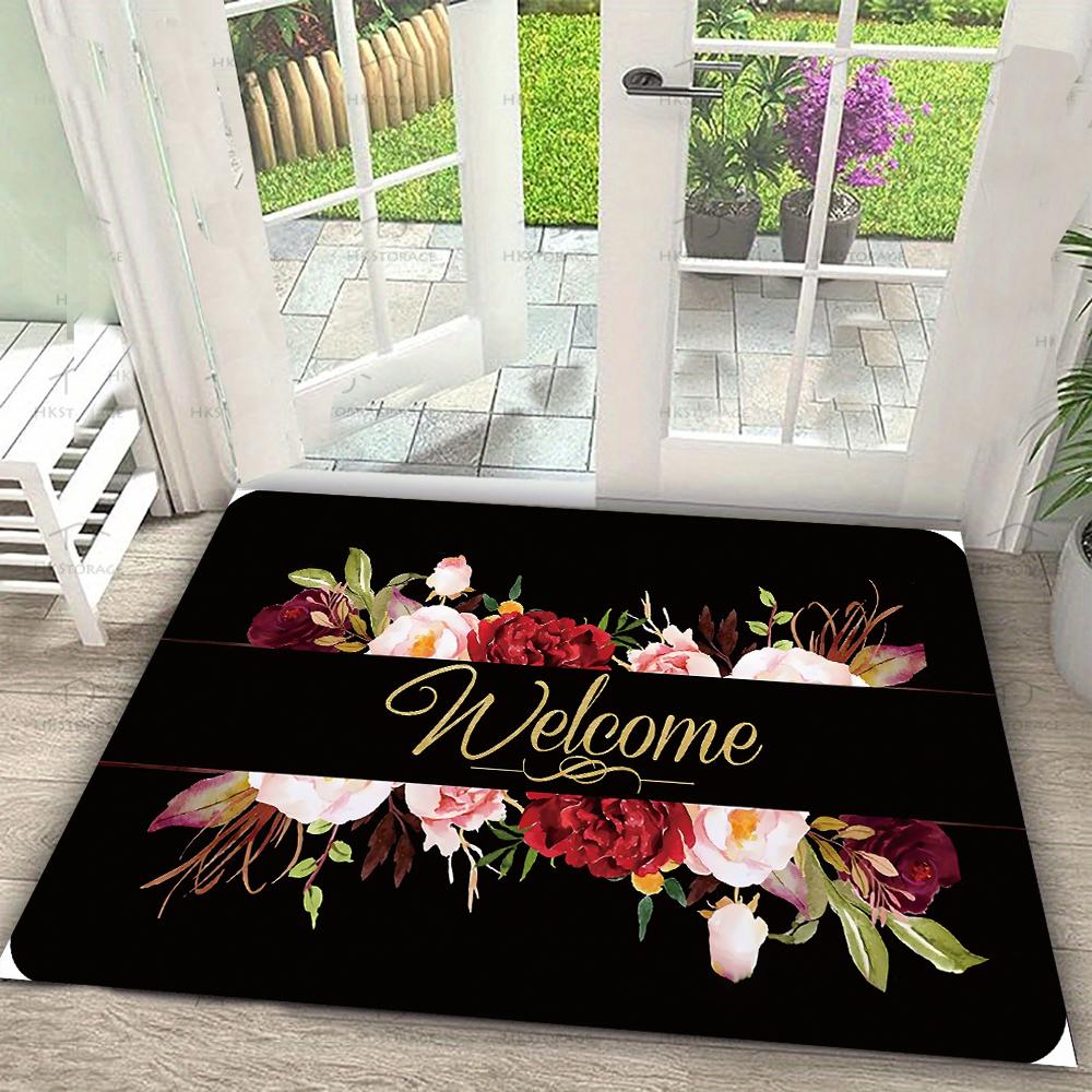 

Floral Butterfly Welcome Carpet Mat Rug Daisy Magnolia Print Non-Slip Floor Decor for Home Entrance Home Decoration Welcome Mat 30x50cm