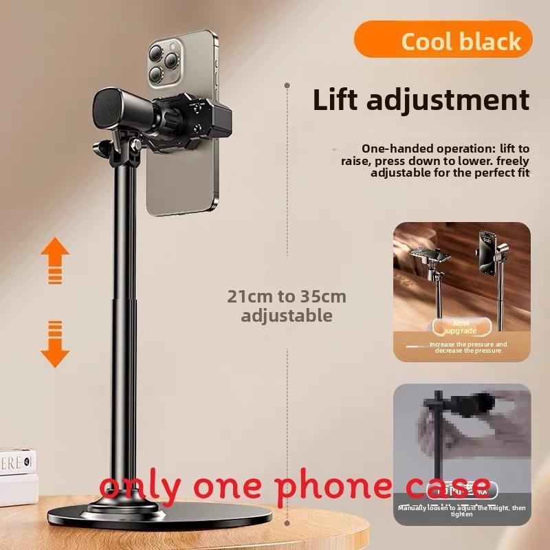 Aluminum Alloy Phone Rotating Stand For Live Streaming And Video Recording With Adjustable Height And 360 Degree Rotation