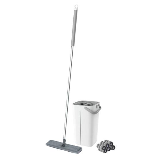 

Double-Tank Barrel System Mop Bucket Set Self-Cleaning Mop with 6 Cleaning Cloth 360 Degree Rotating Mop Head Mop Bucket Set білий