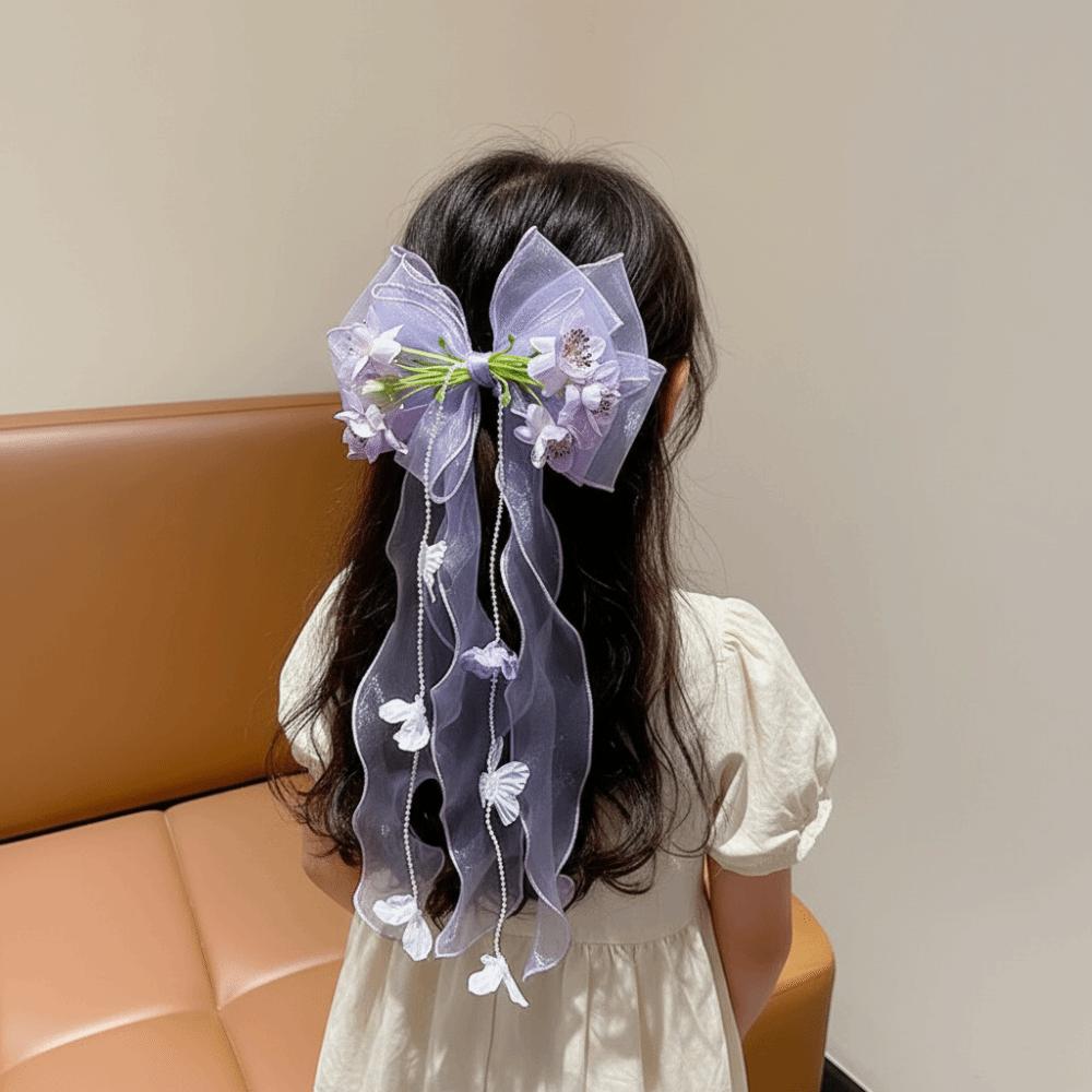 Mesh-textiled Jumbo Organza Bowknot Beaded-streamer Tulle Ribbon Streamers Toddlers