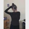 Women's White Cashmere Slim-Fit Long-Sleeve T-Shirt with Stand-Up Collar - Autumn/Winter Velvet-Brushed Solid Color Top