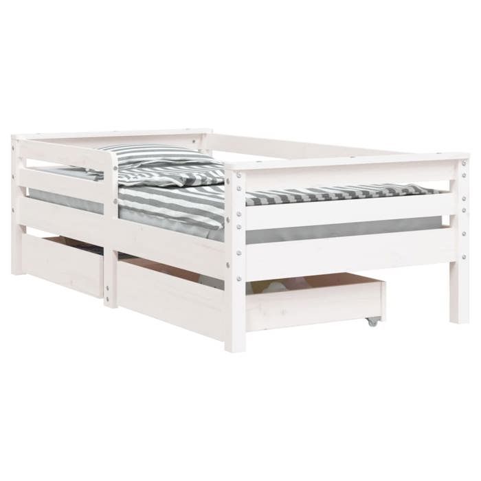 VidaXL Cadre de Lit pour Enfants avec Tiroirs, Lit Simple avec Tête de Lit et Pied de Lit, Meuble de Chambre, Scandinave, 834442