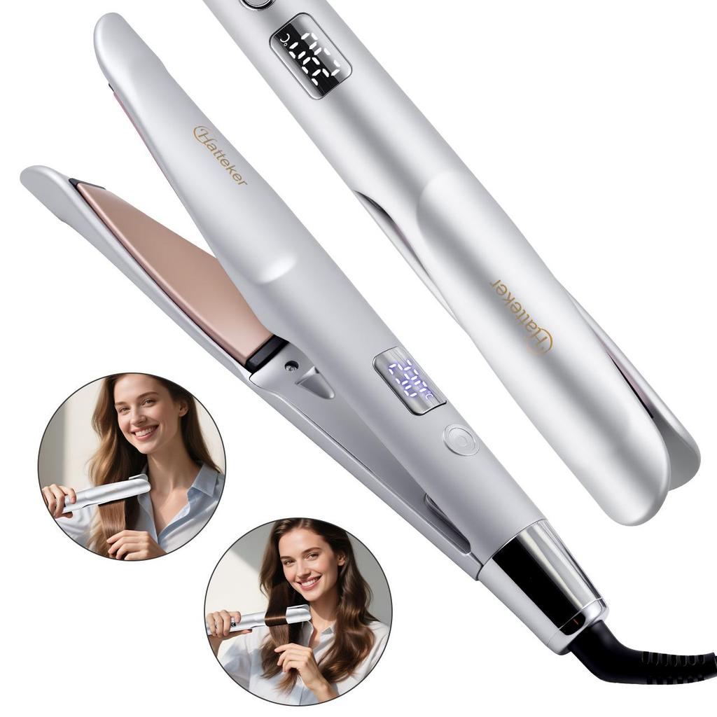 Hatteker Ceramic Hair Curler Straightener 30S Fast Heat up with Auto Shut-Off for Quick Safe Styling