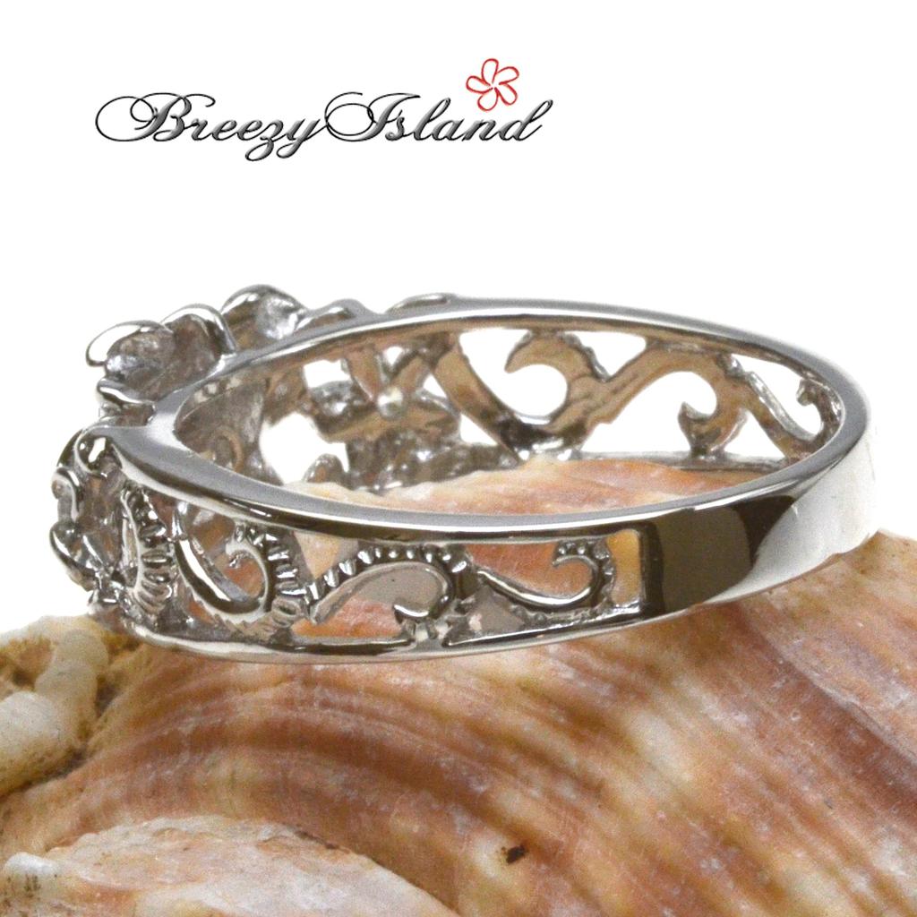 Hawaiianischer Schmuckring 3 Plumeria Silber 925 [BreezyIsland] (US4-JP6.5)