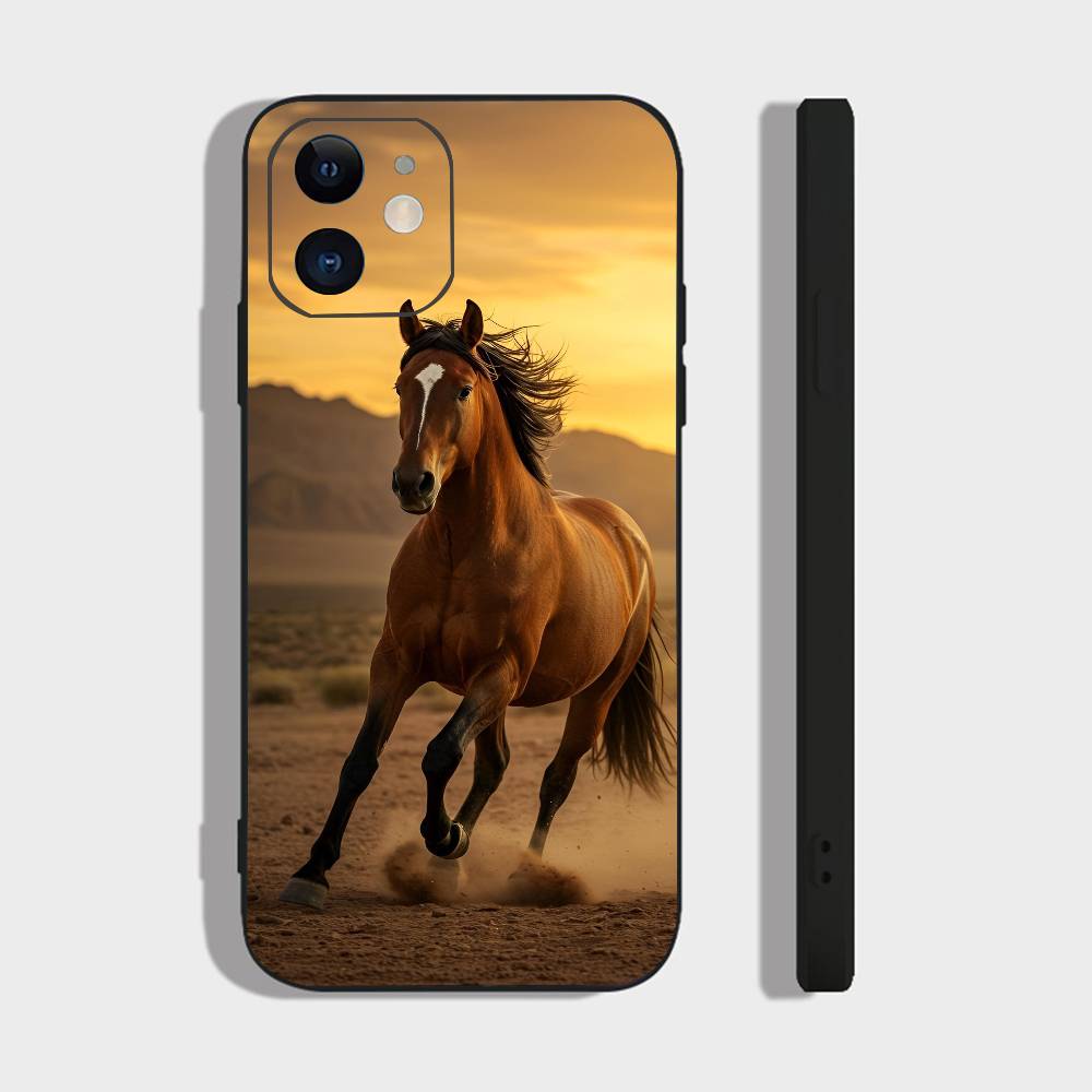 Animal Galloping Horse For IPhone 13,17,11,12,16,14,15,Plus,Pro Max Soft Silicone Black Phone Case