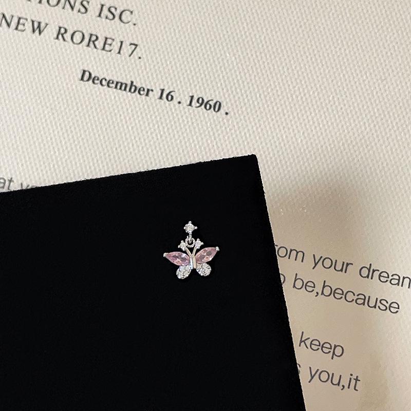 Pink Zircon Bowknot Heart Screw Stud Earrings - Versatile and Sweet Women's Ear Jewelry