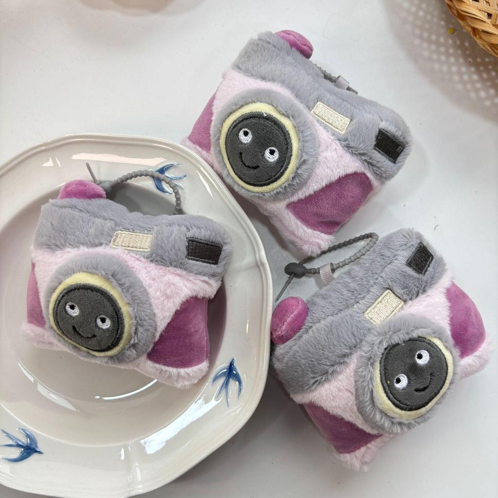 Adorable Purple Woolen Plush Camera Keychain Toy