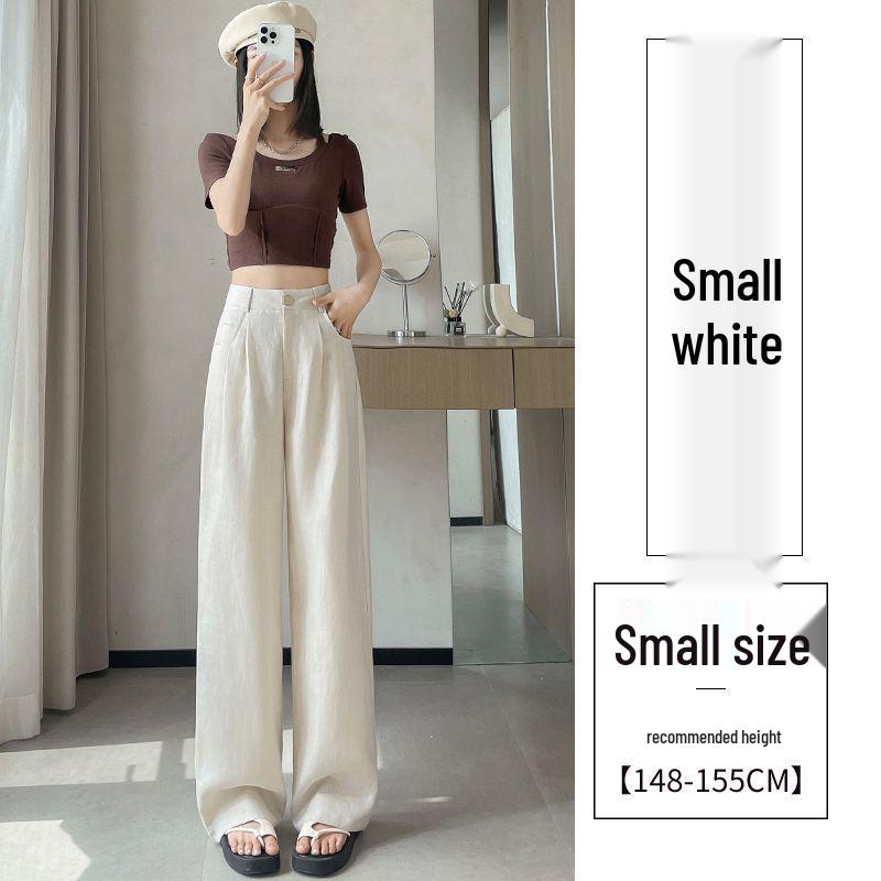 

Ice Silk Cotton Linen High-Waisted Wide-Leg Pants for Women – Summer 2026 Drapey, Straight-Leg Casual Suit Style S (85-95 lbs)