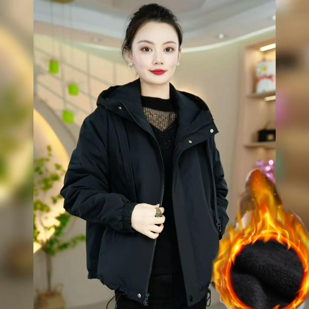 Übergröße Locker und Dünn Plus Samt Dick Gepolsterte Jacke Allround Modejacke