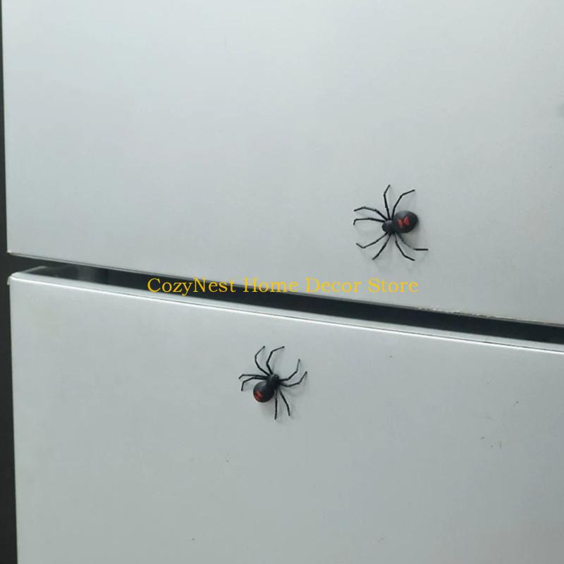 92MF Halloween Funny Scary Realistic Spiders Refrigerator Magnets Ornament For Adults