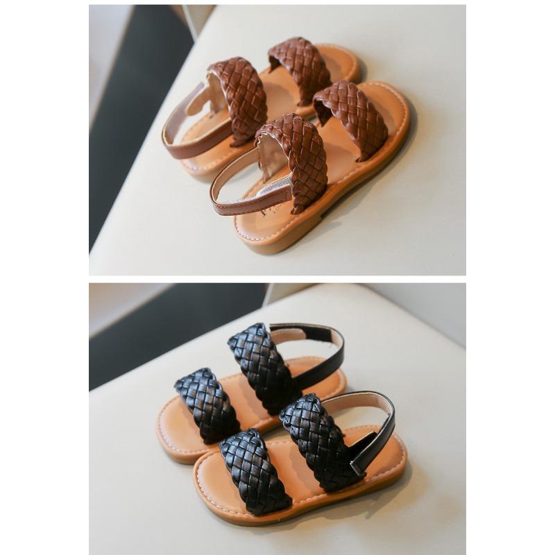 Korean Style Summer Kids Open Toe Woven Beach Sandals For Boys And Girls