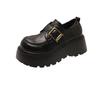 thick-soled black British style small leather shoes women's 2025 new summer and autumn versatile one-pedal women's shoes single shoes loafers
