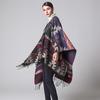 Damenmode Geometrischer Diamant-Umhang, langer, dicker, warmer Pashmina-Schal im ethnischen Stil, Herbst- und Winter-Reiseumhang, geteilte Wickel