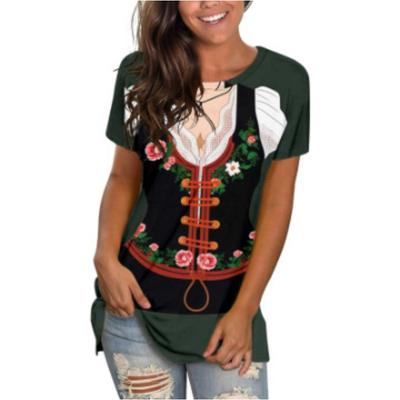 Summer Round Neck 3D Print Top Fashionable Casual Short Sleeved Women's T-shirts