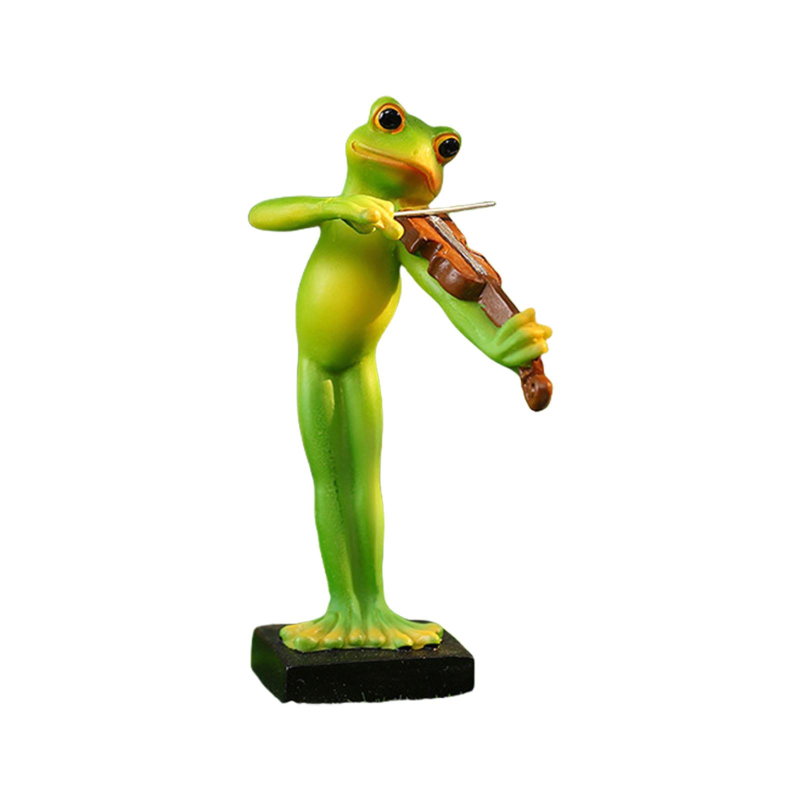 

Скульптура музыканта из смолы в виде лягушки, мультяшная фигурка животного для домашнего офиса, декор рабочего стола и художественный орнамент B