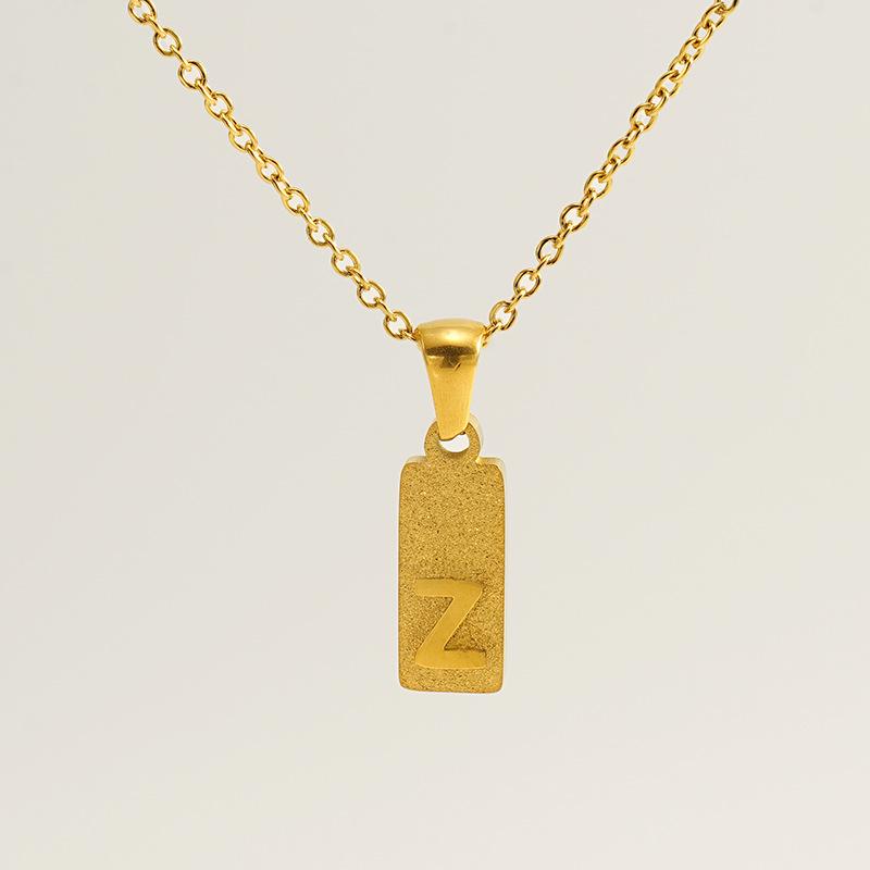 

TEMU26 letter stainless steel square pendant collarbone chain, high-end simple initials necklace