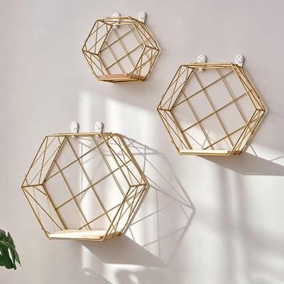 Yousheng Wall Shelf Large-Capacity Storage Rack with Hexagonal Shape Art Display Stand Wall Mounted Shelf for Living