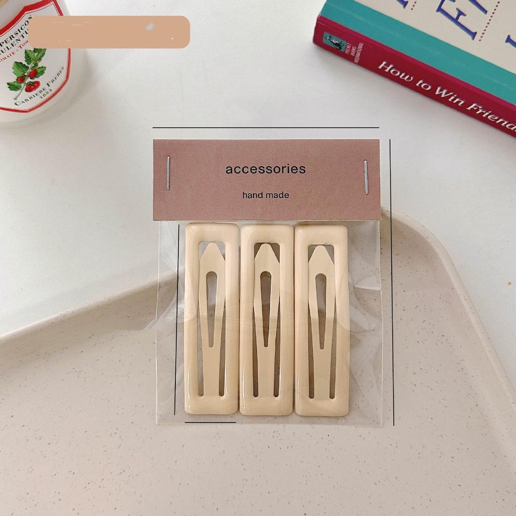 Épingles à cheveux simples givrées pour filles, 3 pièces, pinces à cheveux carrées, ovales, Triangle, pour enfants, épingles à cheveux, cliquez sur clac