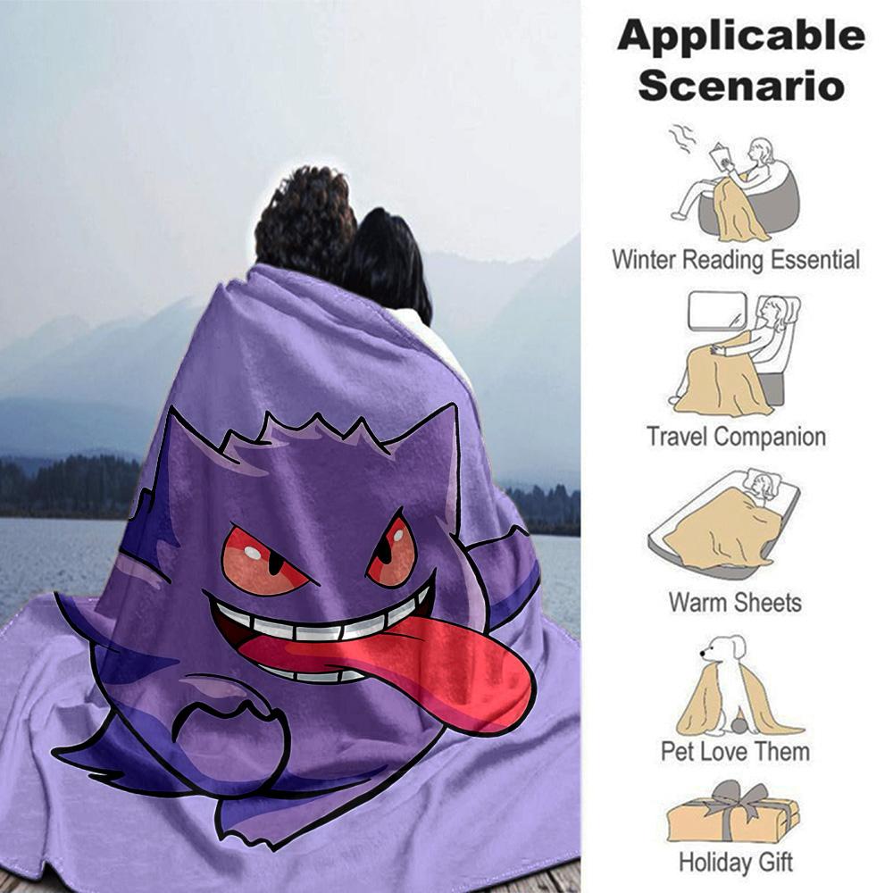 Mischievous Purple Ghost Flannel Blanket Super Soft Warm Cozy Blanket for Sofa Bed Office Travel All‑Season Home Decor Gift