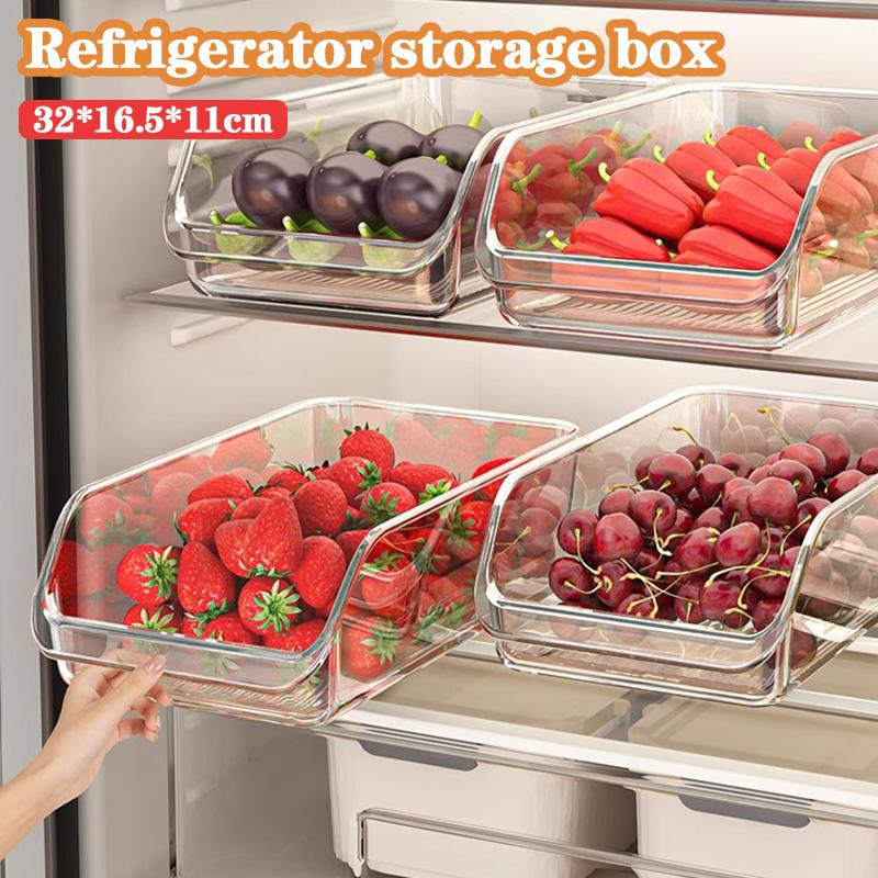 2Pcs/3Pcs/4Pcs Clear Fridge Organizer Open Drawer Snack Storage Box Multifunctional Container For Home
