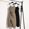 Plus Size Slimming Camisole Dress - Women's Waist-Cinched Spring/Summer Slit Outerwear Skirt
