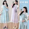 Gradient Temperament Maternity Dress, Loose Fit, Pleated Mid-Length, 2026 Edition.
