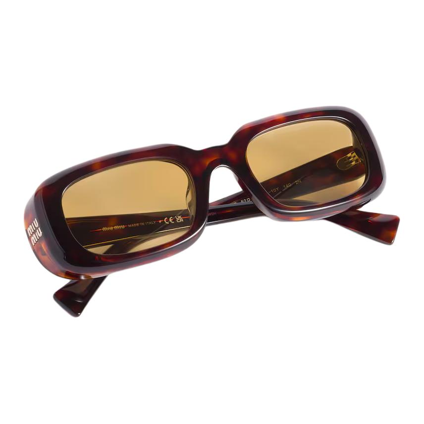 Miu Miu Surround Design Acetate Rectangular Sunglasses Unisex sunglasses Rust Tortoiseshell SMUB13_E27L_FE10Y_C_052