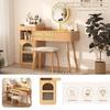Dressing Table Strong Load-bearing Sufficient Storage Capacity Spacious Desktop LED Light Design with Mirror Burr-Free 3-Color Table