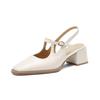 Fashion 2025 New Top Quality Genuine Leather Women Sandals Vintage T-Strap Square Toe Thick Heels Shoes Woman Summer Office Ladies Pumps