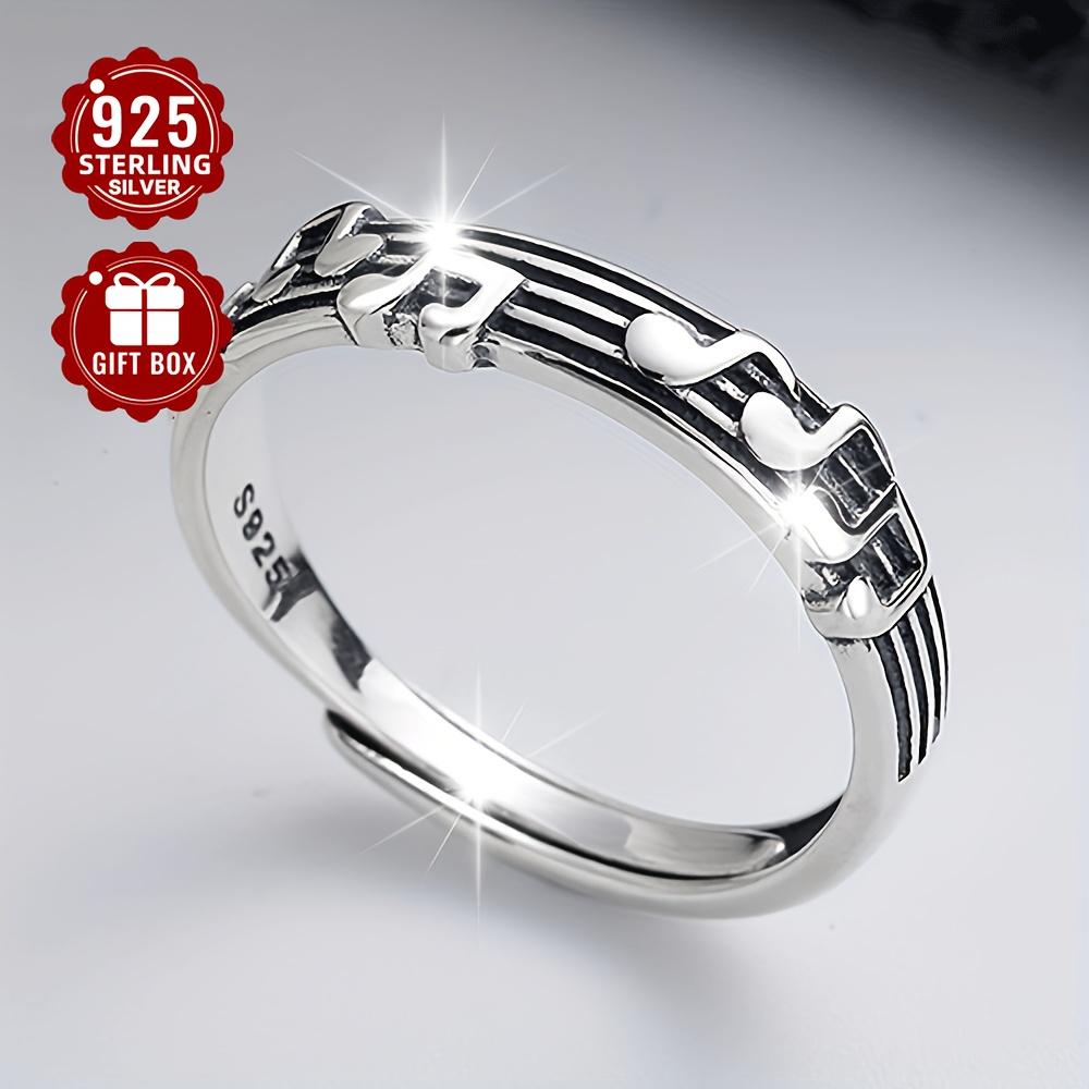1item S Pure silver musical note pattern simple design women's ring, suitable for daily travel and holiday wear