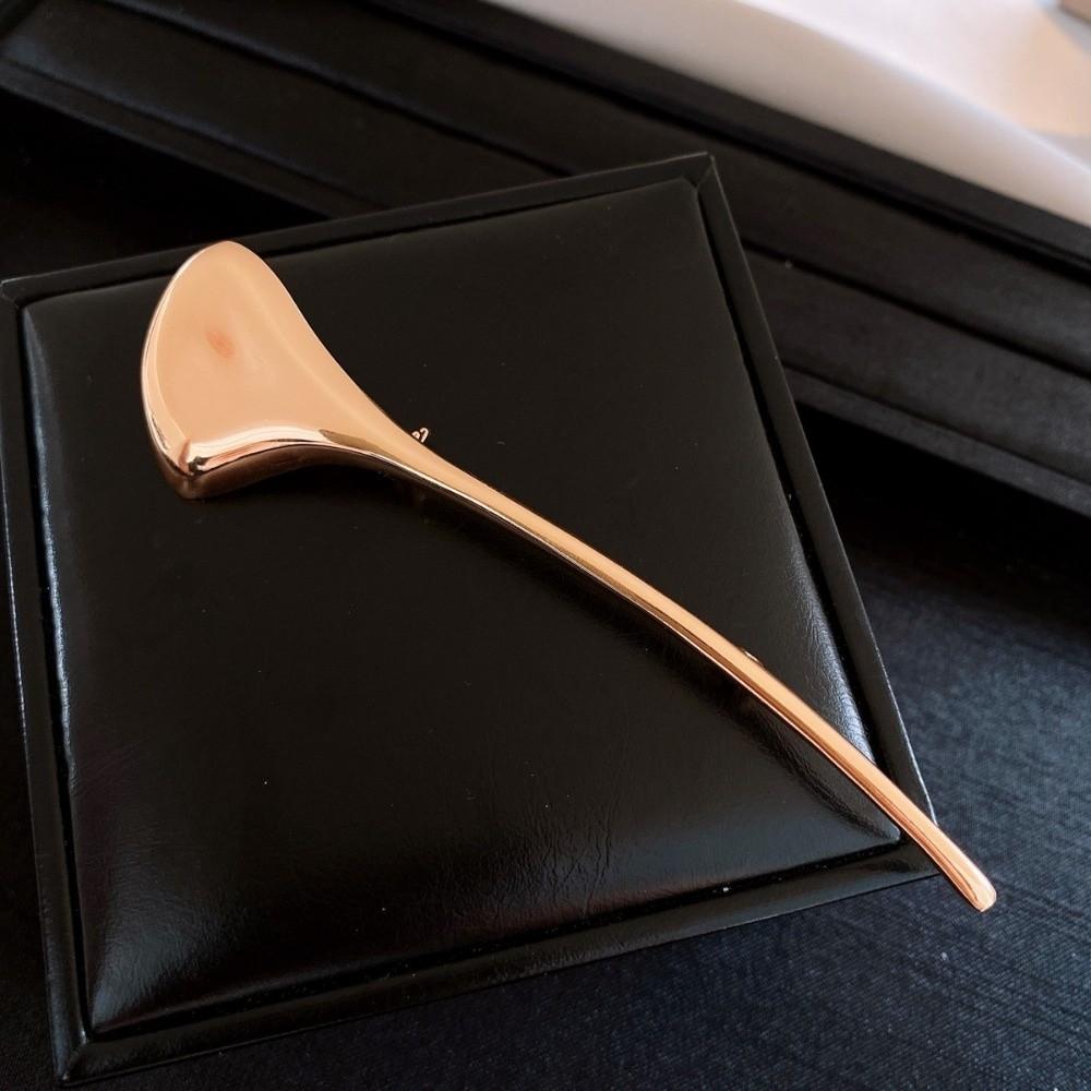 Corsage Ornament Long Leaf Pin French Style Metal Glossy Brooch  Western-style Clothes