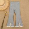 Girl's Flared Pants for Spring Autumn New Fashionable Girls Clothing Korean Version Solid Color Lace Split Trousers